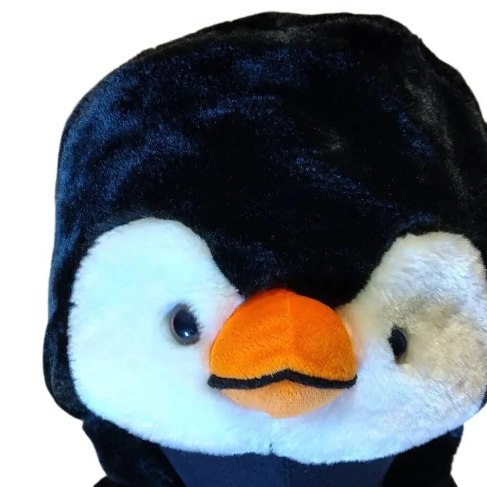 Fuzzy Warm Adult Penguin Hat with built in Scarf and Hand warmers